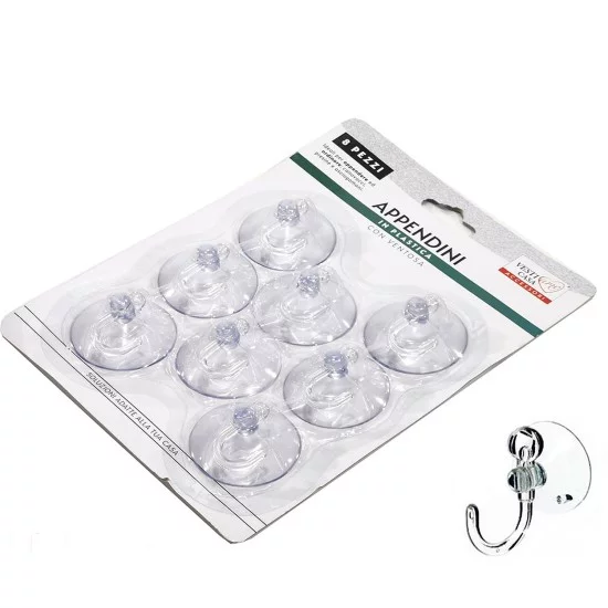 Γάντζοι Βεντούζας Διαφανείς/Πλαστικοί 3x3x3cm 8Τμχ