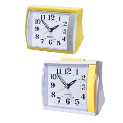 Ρολόι Επιτραπέζιο Με Ξυπνητήρι Πλαστικό 8x8cm Σε 2 Χρώματα