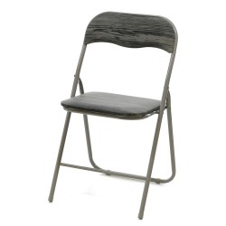 Kαρέκλα Πτυσσόμενη Γκρι Με Εφέ Ξύλο Μέταλλο/PU 43x44x78cm Kαρέκλα Πτυσσόμενη Γκρι Με Εφέ Ξύλο Μέταλλο/PU 43x44x78cm