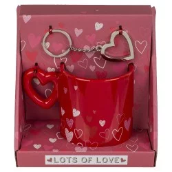 Σετ Δώρου ‘Love’ Με Κεραμική Κούπα 380ml Και Μεταλλικό Μπρελόκ 2Τμχ