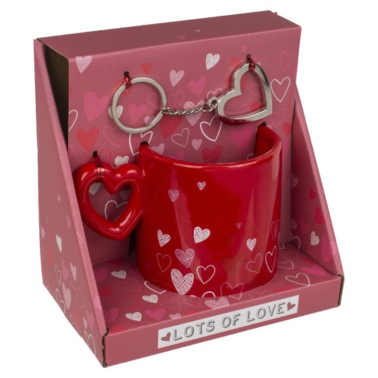 Σετ Δώρου ‘Love’ Με Κεραμική Κούπα 380ml Και Μεταλλικό Μπρελόκ 2Τμχ