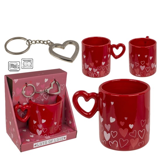 Σετ Δώρου ‘Love’ Με Κεραμική Κούπα 380ml Και Μεταλλικό Μπρελόκ 2Τμχ