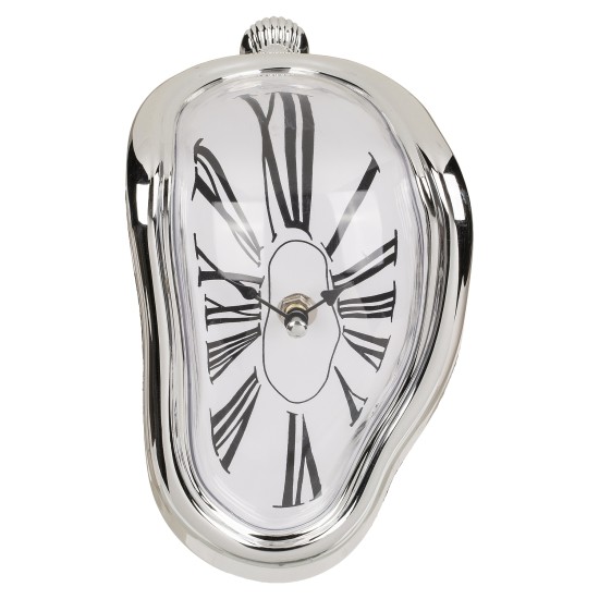 Ρολόι Επιτραπέζιο Χρόνος Που Λιώνει Ασημί Πλαστικό 18x13cm