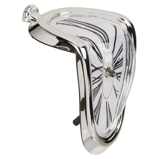 Ρολόι Επιτραπέζιο Χρόνος Που Λιώνει Ασημί Πλαστικό 18x13cm