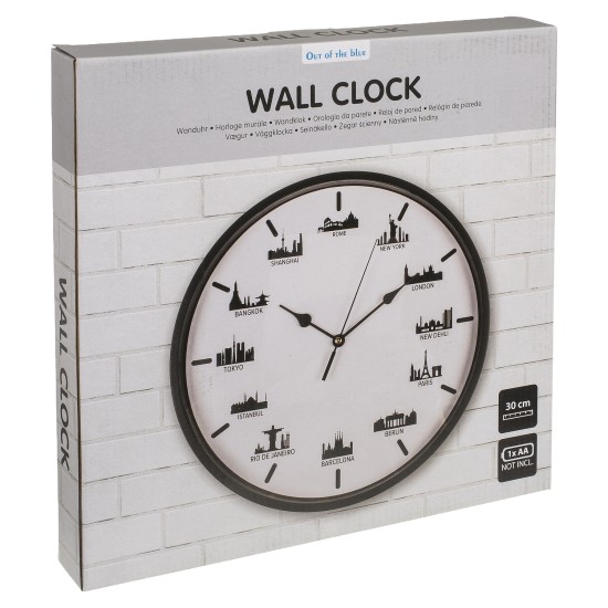 Ρολόι Τοίχου Skylines Λευκό/Μαύρο Πλαστικό Φ30cm