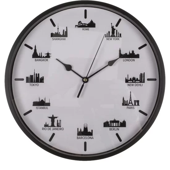 Ρολόι Τοίχου Skylines Λευκό/Μαύρο Πλαστικό Φ30cm