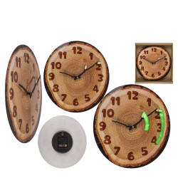 Ρολόι Τοίχου Κορμός Δέντρου Καφέ Πλαστικό 27x30x4cm