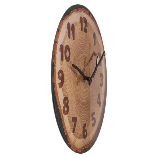 Ρολόι Τοίχου Κορμός Δέντρου Καφέ Πλαστικό 27x30x4cm