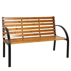 Παγκάκι Κήπου Φυσικό/Μαύρο Ξύλο/Μέταλλο 120x62x82cm