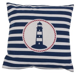 Διακοσμητικό Μαξιλάρι Φάρος Με Φερμουάρ Μπλε/Λευκό 64% Polyester/19% Βαμβάκι/17% Βισκόζη 40x40cm 1Τμχ