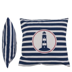 Διακοσμητικό Μαξιλάρι Φάρος Με Φερμουάρ Μπλε/Λευκό 64% Polyester/19% Βαμβάκι/17% Βισκόζη 40x40cm 1Τμχ