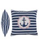Διακοσμητικό Μαξιλάρι Άγκυρα Με Φερμουάρ Μπλε/Λευκό 64% Polyester/19% Βαμβάκι/17% Βισκόζη 40x40cm 1Τμχ