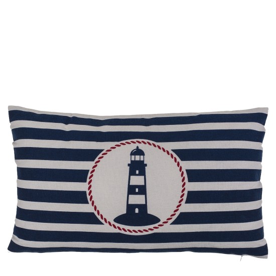Διακοσμητικό Μαξιλάρι Φάρος Με Φερμουάρ Μπλε/Λευκό 64% Polyester/19% Βαμβάκι/17% Βισκόζη 30x50cm 1Τμχ