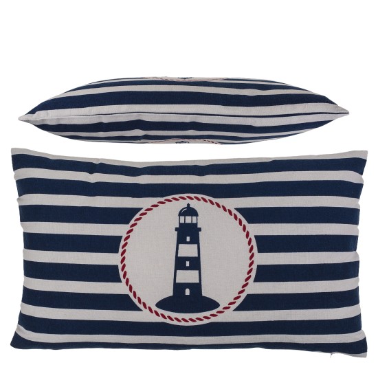 Διακοσμητικό Μαξιλάρι Φάρος Με Φερμουάρ Μπλε/Λευκό 64% Polyester/19% Βαμβάκι/17% Βισκόζη 30x50cm 1Τμχ