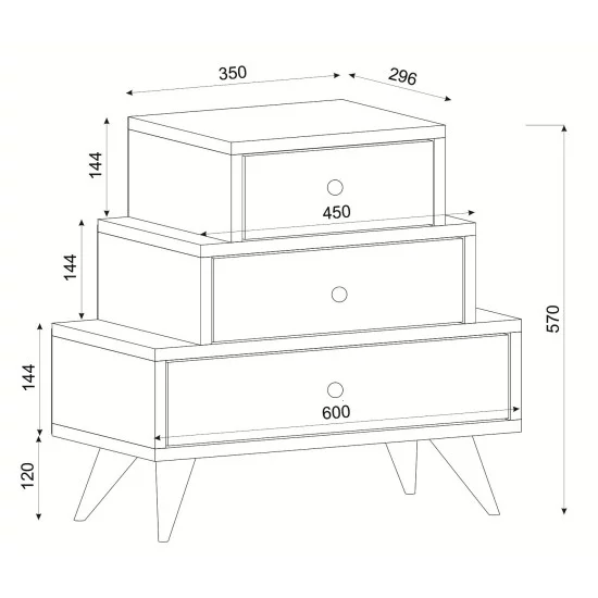 Κομοδίνο LIDYA Σκούρο Καφέ Με Σχέδιο 60x30x57cm Κομοδίνο LIDYA Σκούρο Καφέ Με Σχέδιο 60x30x57cm