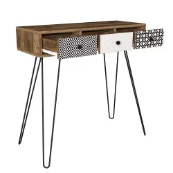 Κονσόλα  LIDYA Καφέ Με Σχέδιο 90x35x91cm