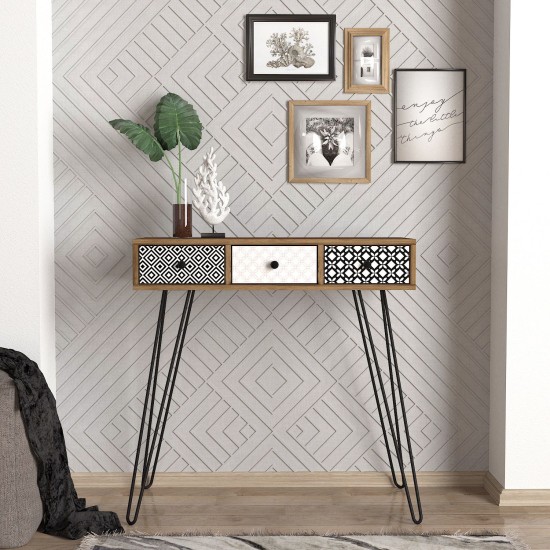 Κονσόλα LIDYA Καφέ Με Σχέδιο 90x35x91cm Κονσόλα LIDYA Καφέ Με Σχέδιο 90x35x91cm