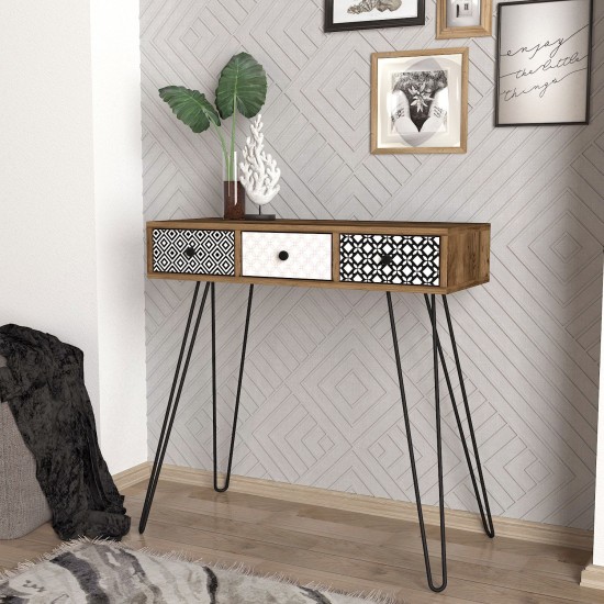 Κονσόλα LIDYA Καφέ Με Σχέδιο 90x35x91cm Κονσόλα LIDYA Καφέ Με Σχέδιο 90x35x91cm