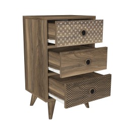 Κομοδίνο  KALYMNOS Καρυδί Με Σχέδιο 40x30x65cm Κομοδίνο  KALYMNOS Καρυδί Με Σχέδιο 40x30x65cm