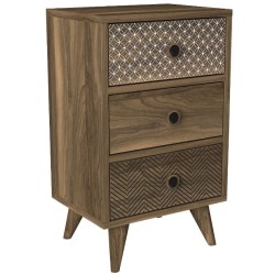 Κομοδίνο  KALYMNOS Καρυδί Με Σχέδιο 40x30x65cm Κομοδίνο  KALYMNOS Καρυδί Με Σχέδιο 40x30x65cm