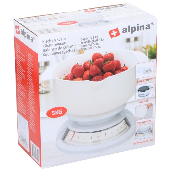 Ζυγαριά Κουζίνας 5kg Λευκή ALPINA Ζυγαριά Κουζίνας 5kg Λευκή ALPINA