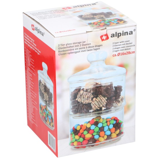 Γυάλινο Βάζο Αποθήκευσης 2 Επιπέδων 16x28cm ALPINA Γυάλινο Βάζο Αποθήκευσης 2 Επιπέδων 16x28cm ALPINA