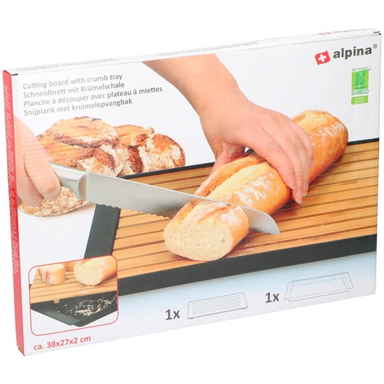 Ξύλο Κοπής με Δίσκο Ψίχουλων 38x27x2cm ALPINA Ξύλο Κοπής με Δίσκο Ψίχουλων 38x27x2cm ALPINA