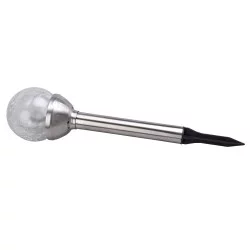 Φανάρι Κήπου LED Μπάλα Πολύχρωμο Φως Ηλιακό Ασημί Μέταλλο 34cm GRUNDIG