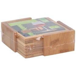 Σετ 7τμχ Σουβέρ Σε Βάση Ξύλινη 11x11x5cm