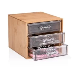 Κουτί Καλλυντικών με 3 Συρτάρια Μπαμπού 13.8x12.3x11cm