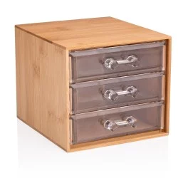 Κουτί Καλλυντικών με 3 Συρτάρια Μπαμπού 13.8x12.3x11cm