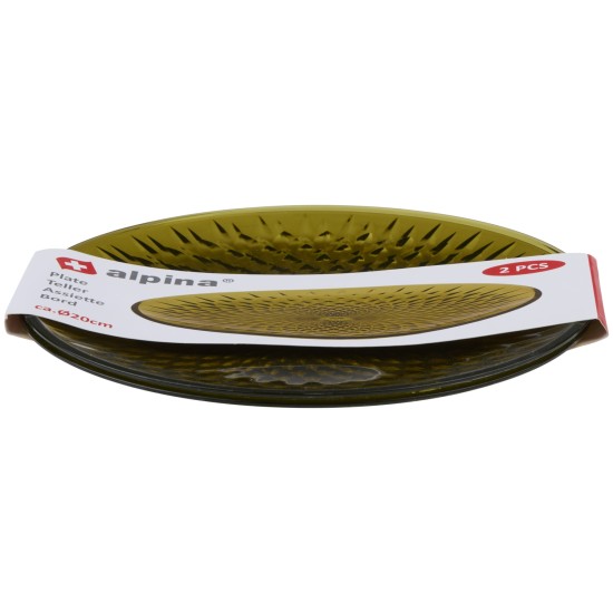 Πιάτα Διάφανα/Πράσινα/Χρυσά 20cm 2Τμχ ALPINA Πιάτα Διάφανα/Πράσινα/Χρυσά 20cm 2Τμχ ALPINA