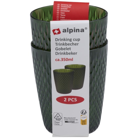 Ποτήρια 350ml Διάφανα/Πράσινα/Χρυσά 2Τμχ ALPINA Ποτήρια 350ml Διάφανα/Πράσινα/Χρυσά 2Τμχ ALPINA
