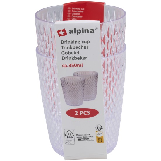 Ποτήρια 350ml Διάφανα/Πράσινα/Χρυσά 2Τμχ ALPINA Ποτήρια 350ml Διάφανα/Πράσινα/Χρυσά 2Τμχ ALPINA