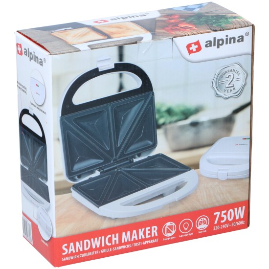 Συσκευή Σάντουιτς 2 Φέτες 750W ALPINA Συσκευή Σάντουιτς 2 Φέτες 750W ALPINA