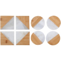 Σουβέρ 4Τμχ Μπαμπού/Μάρμαρο 2 Σχέδια ALPINA