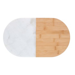 Οβάλ Δίσκος Σερβιρίσματος Μάρμαρο/Μπαμπού 37x22cm ALPINA