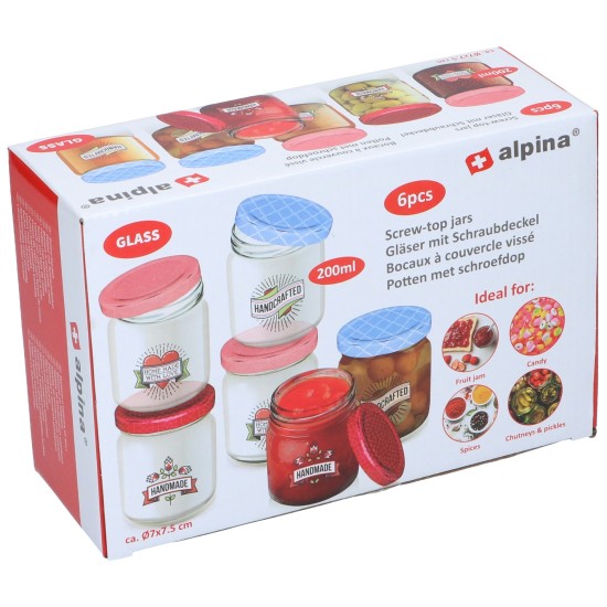 Βάζα με Βιδωτό Καπάκι 200ml 6Τμχ 6 Σχέδια ALPINA Βάζα με Βιδωτό Καπάκι 200ml 6Τμχ 6 Σχέδια ALPINA