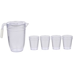 Κανάτα 1.5lt Με 4 Ποτήρια Σετ 5Τμχ Σε 2 Χρώματα ALPINA