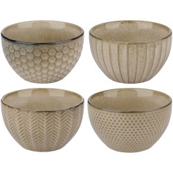 Μπολ Reactive Glaze Μπεζ Σε 4 Σχέδια Μπολ Reactive Glaze Μπεζ Σε 4 Σχέδια