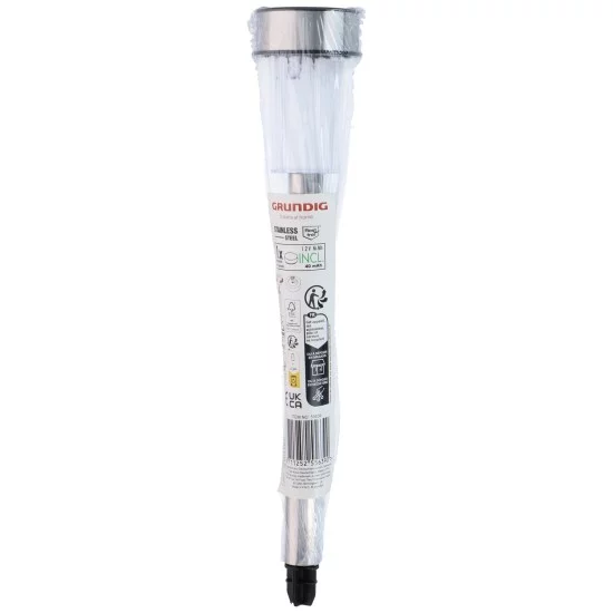 Φανάρι Κήπου Σφήνα LED Ηλιακό Ασημί Μέταλλο Φ4.7x36.5cm GRUNDIG