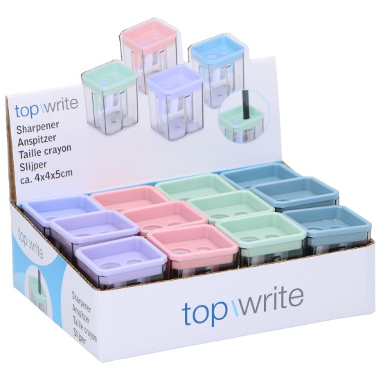 Ξύστρα Τετράγωνη Σε 4 Χρώματα TOPWRITE Ξύστρα Τετράγωνη Σε 4 Χρώματα TOPWRITE