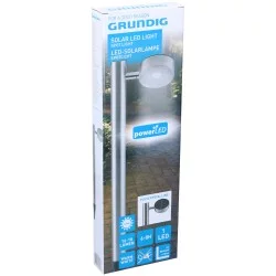 Φανάρι Κήπου Spot LED Θερμό Φως Ηλιακό Ασημί Μέταλλο 8.6x65x16cm GRUNDIG