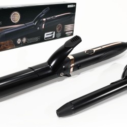 Ψαλίδι Μαλλιών Για Μπούκλες Κεραμικό Με 2 Εξαρτήματα Φ19Mm/Φ35Mm Θερμότητας Μαύρο 50W