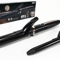 Ψαλίδι Μαλλιών Για Μπούκλες Κεραμικό Με 2 Εξαρτήματα Φ19Mm/Φ35Mm Θερμότητας Μαύρο 50W