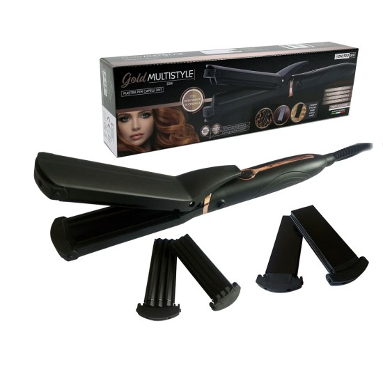 Ισιωτικό Μαλλιών Κεραμικό Με 3 Εξαρτήματα Μαύρο 50W