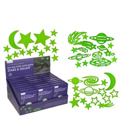 Αυτοκόλλητα Τοίχου Που Φωσφορίζουν Αστέρια Και Πλανήτες Σετ 15Τμχ Σε 3 Σχέδια