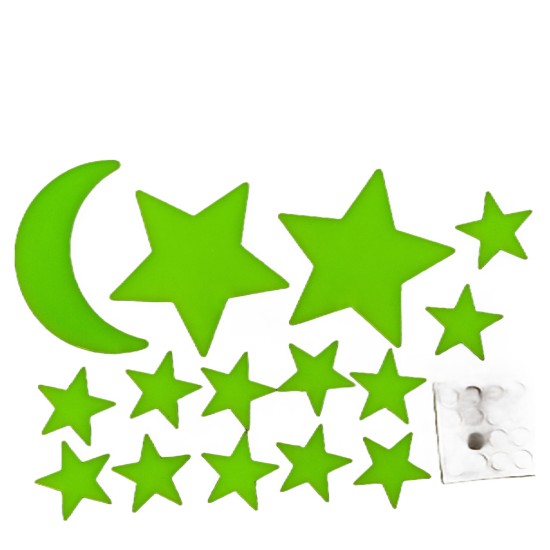 Αυτοκόλλητα Τοίχου Που Φωσφορίζουν Αστέρια Και Πλανήτες Σετ 15Τμχ Σε 3 Σχέδια