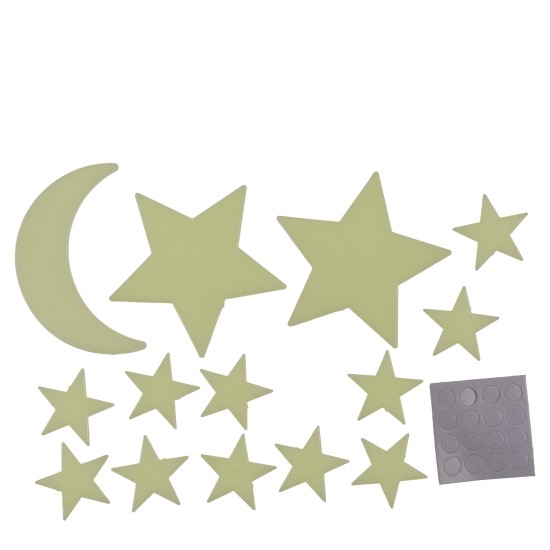 Αυτοκόλλητα Τοίχου Που Φωσφορίζουν Αστέρια Και Πλανήτες Σετ 15Τμχ Σε 3 Σχέδια