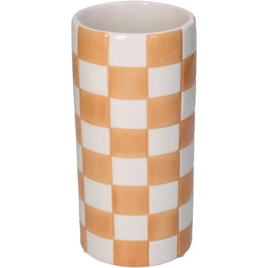 Βάζο Σκακιέρα Πορτοκαλί Δολομίτης 10.2x10.2x20.3cm Βάζο Σκακιέρα Πορτοκαλί Δολομίτης 10.2x10.2x20.3cm